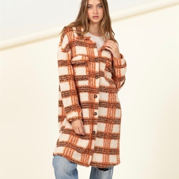 Beautiful! Fall Colors Midi Plaid Coat - Picture 1 of 5